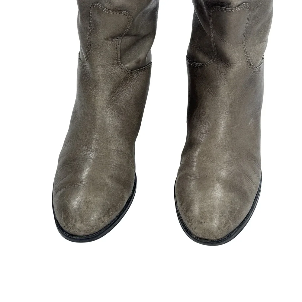 Sam Edelman Gray Riding Boots Womens 10M‎ Penny Leather Tall Equestrian Zip